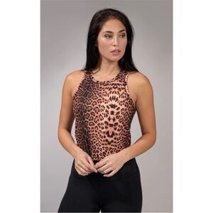 Yogalicious Lux tank top brown black leopard print sleeveless athleisure